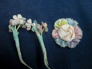 Antique Victorian small millinery flowers 3 pc