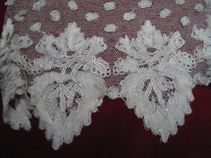 Antique blonde Caen lace set of cuffs circa 1860