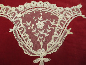 Antique Victorian net lace floral applique