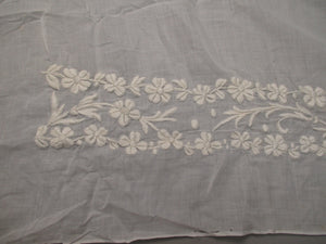 Antique lace embroidered muslin panel remnant