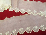 Antique Victorian Embroidered Organdy Flounce