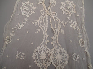 Antique Victorian Tambour Embroidery on Cotton net