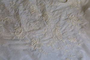 Antique Victorian 1890s sheer cotton lawn floral embroidered tea gown fabric 5 yards