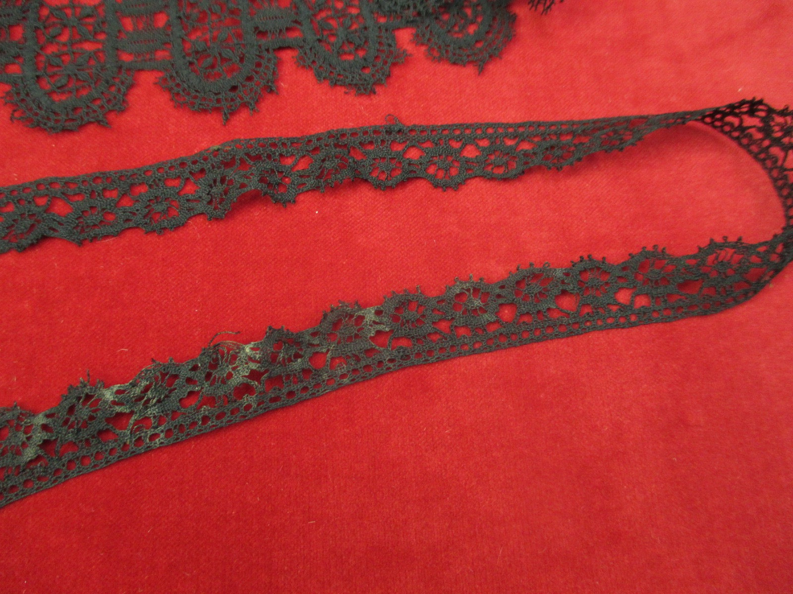 Antique Victorian Black Lace Trim 4 pieces