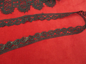 Antique Victorian Black Lace Trim 4 pieces