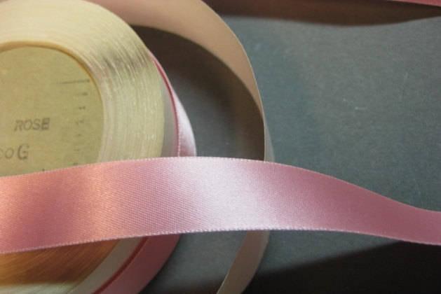 Vintage pink satin ribbon 50s rayon Rose blush 5/8 inch width