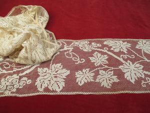 Antique Victorian Handmade Filet Lace Flounce