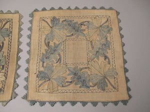 Antique Victorian Tambour Embroidery Doilies set of 2