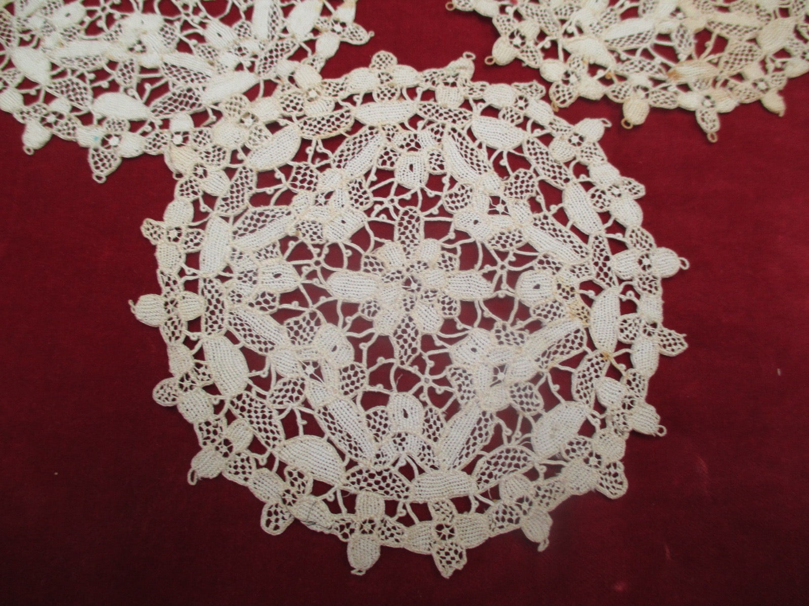 Antique Victorian Italian Grospoint Lace Coasters set of 11 Handmade