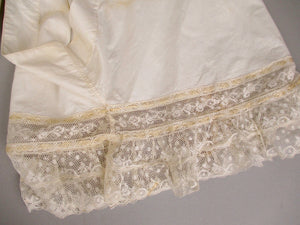 Antique Victorian Civil War Era Fancy Pantaloons with silk ribbons and tiered lace trim