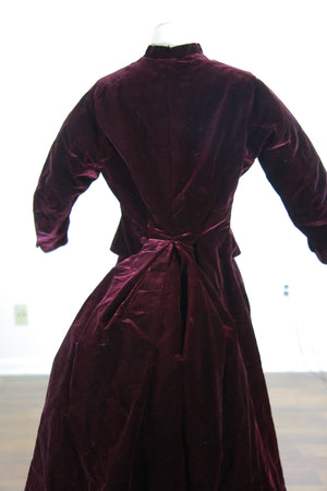 Antique Victorian 1870s Velvet bustle dress