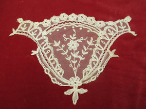 Antique Victorian net lace floral applique