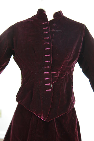 Antique Victorian 1870s Velvet bustle dress