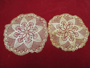 Antique Victorian set of lace doilies 2 pc