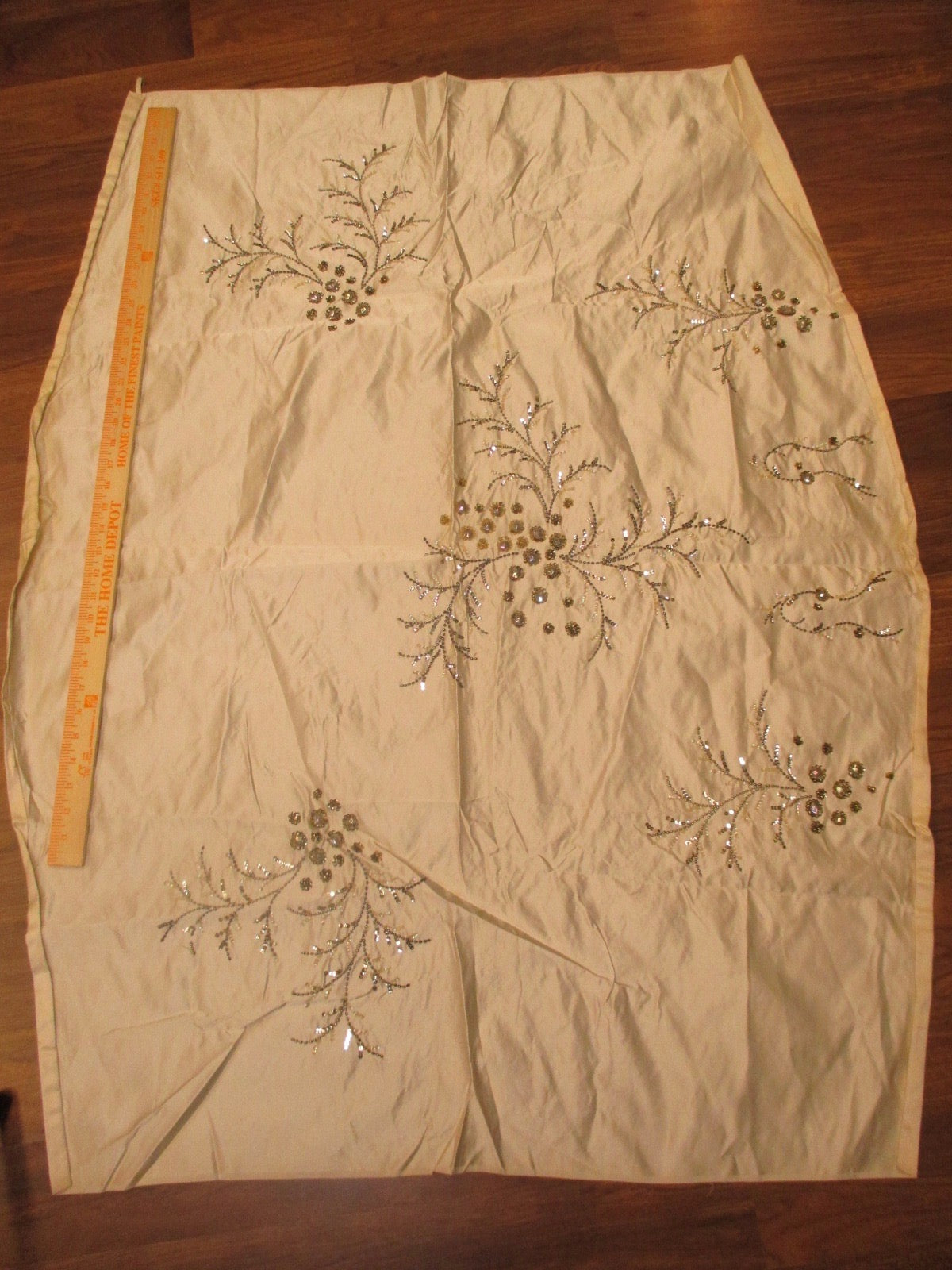 Antique Victorian Silk Fabric with beading