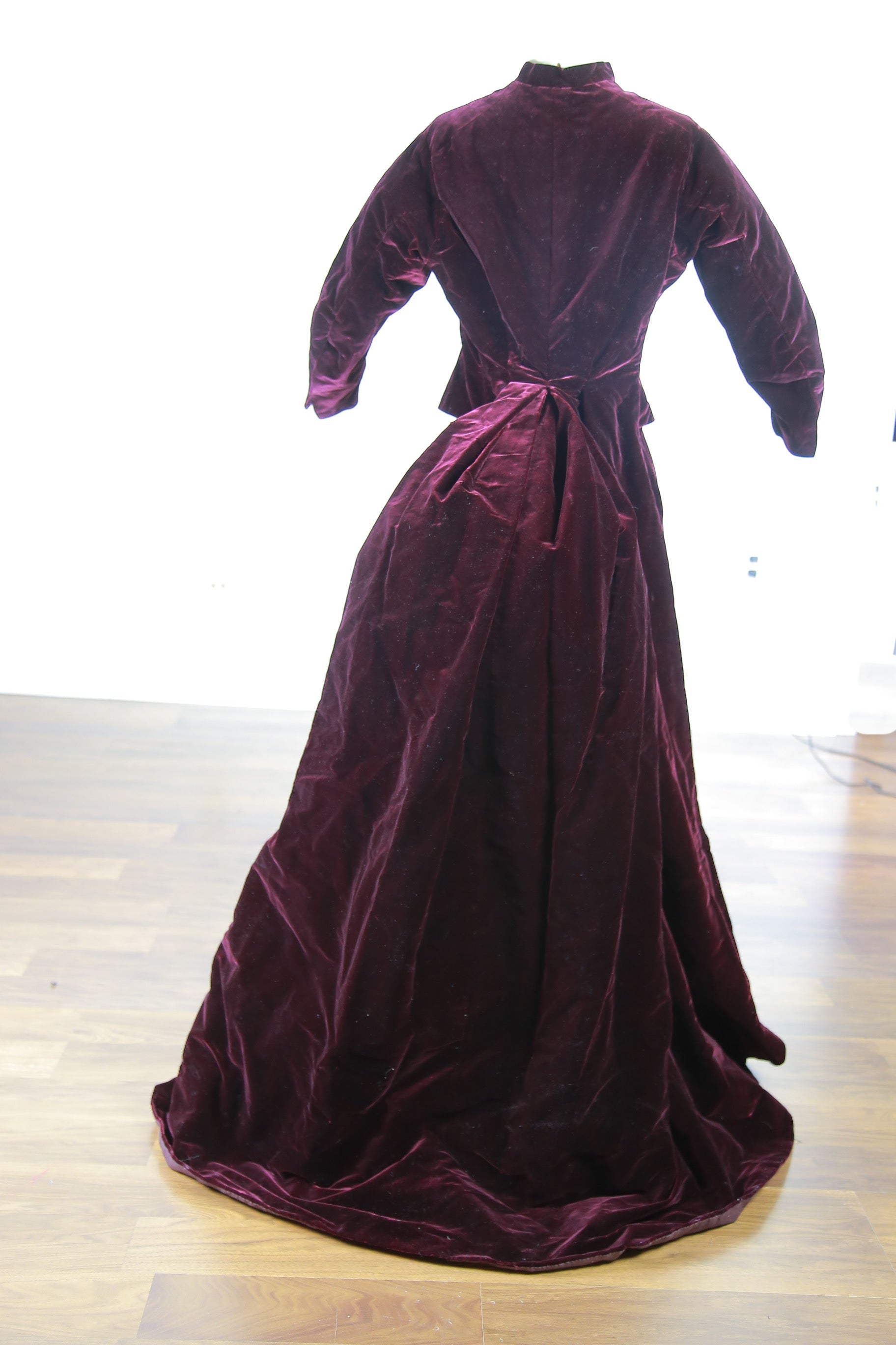 Antique Victorian 1870s Velvet bustle dress