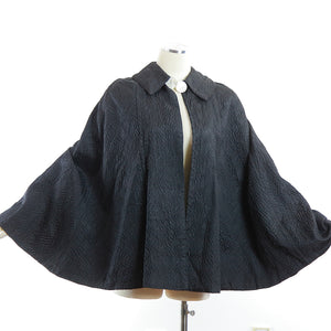Vintage 40s black quilted evening cape caplet