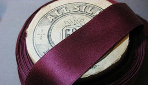 Vintage French silk burgundy red ribbon antique 1 in wine