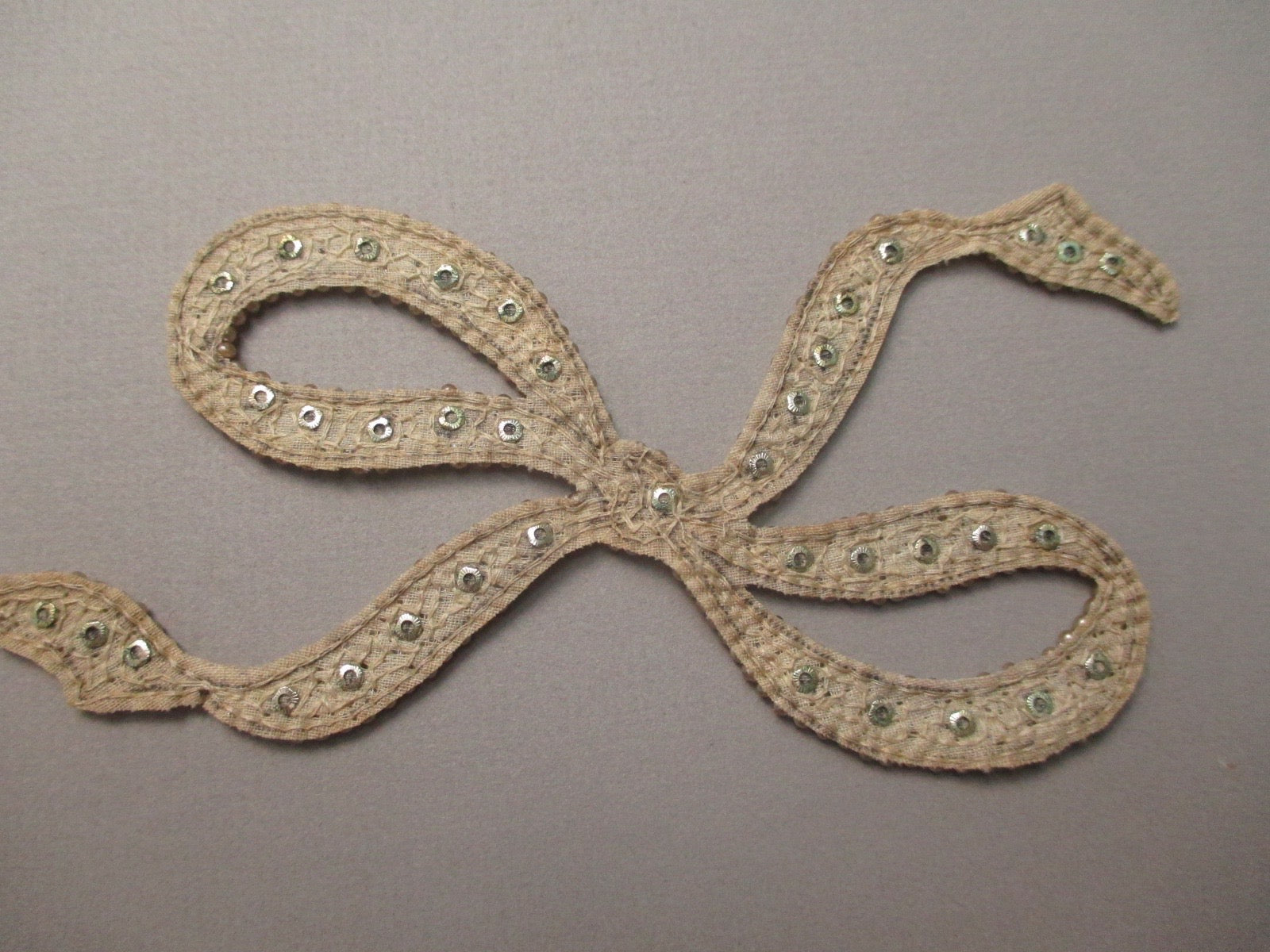 Early 20th Century rhinestone beaded appliqué bow motif