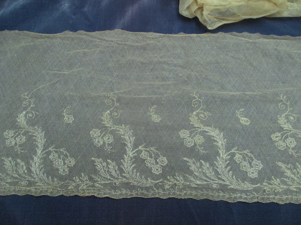 Antique Victorian Embroidered lace flounce