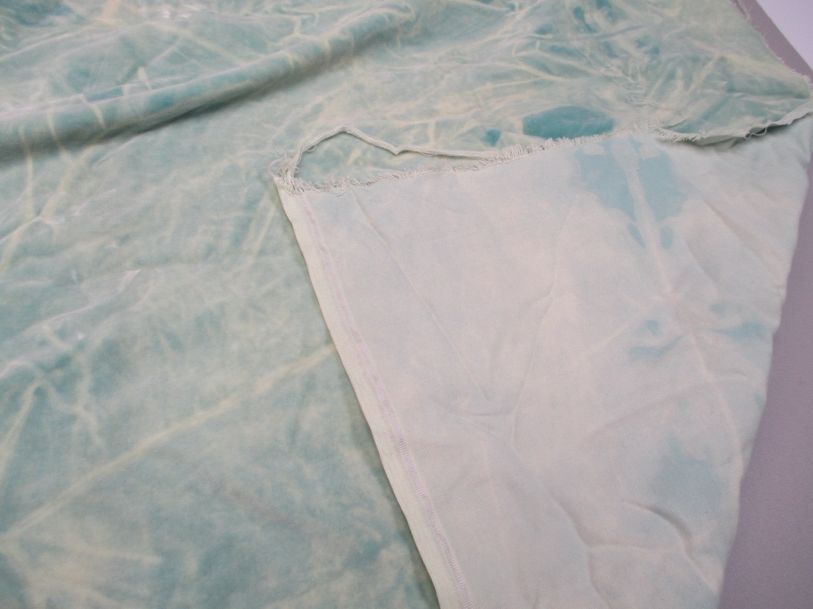 Vintage Velvet Fabric Remnant Germany Cotton 34 in W Aqua
