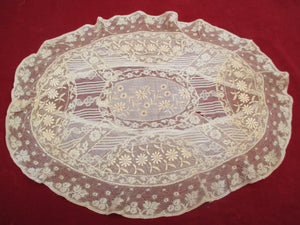 Antique Victorian cotton net embroidered pillowcase