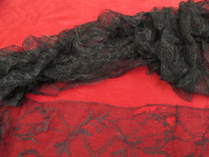 Antique Victorian lace yardage wide black floral 5 YD